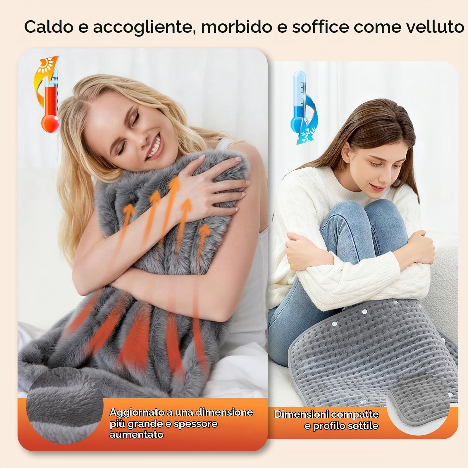 Termoforo Elettrico,Coperta Riscaldante Elettrica,Termoforo Lombare Cervicale Spalle Schiena Addome,Heating Pad con Spegnimento Automatico,Tappetino Riscaldante Lavabile Lavatrice 40 * 76