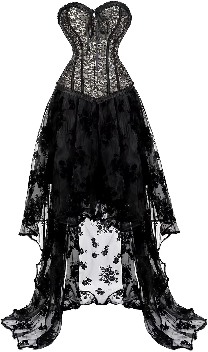 Corsets for Women Dress Bustier Overbust and Skirt Tutu Lingerie Gothic lace Basques Plus Size Costume