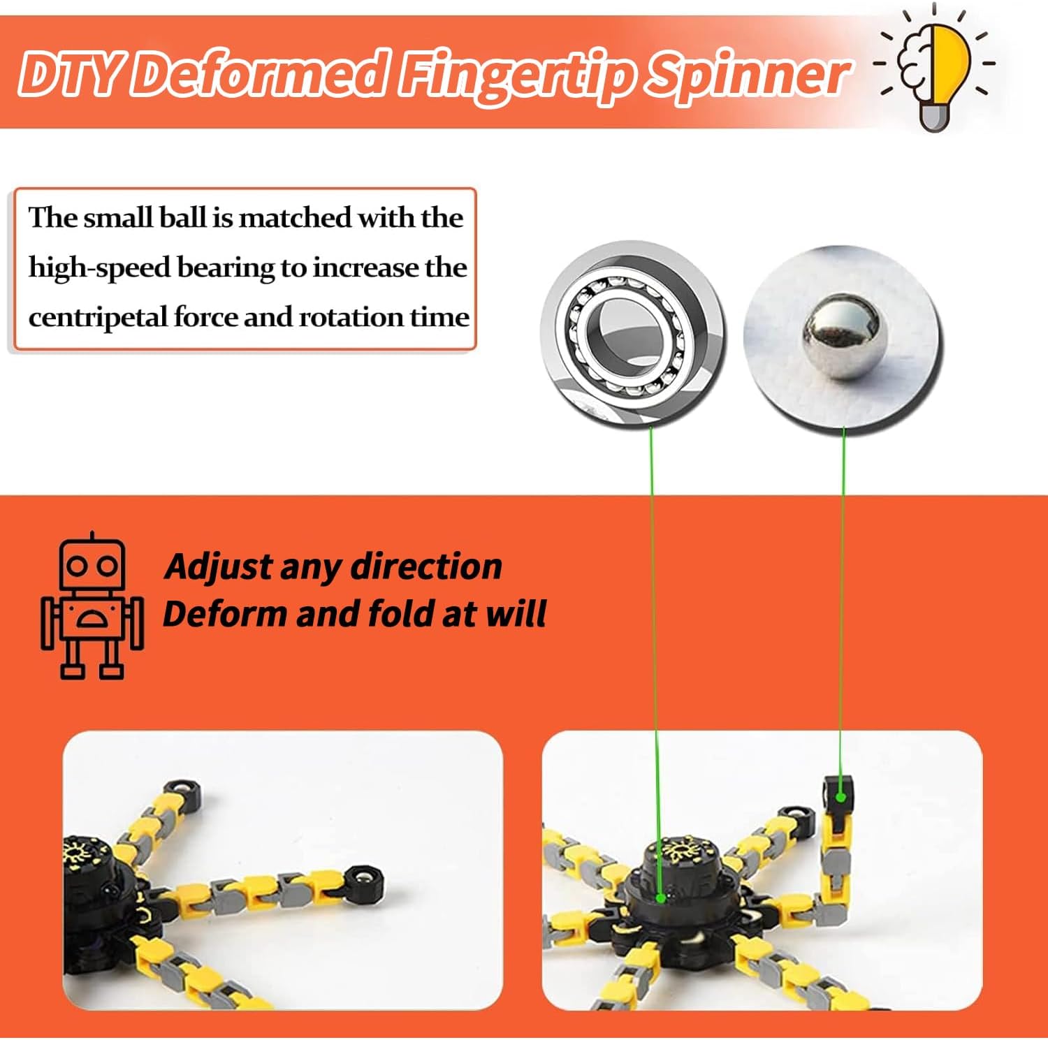 Transformable Fidget Spinners 9-Pack – Sensory Toys for Kids & Adults with ADHD, Autism, Anxiety Relief Easter Gifts