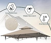 Vista 4 de Toldo de repuesto para kiosco, 5 x 8 pies, cubierta superior para kiosco de barbacoa, cubierta superior de toldo de barbacoa con doble cansancio