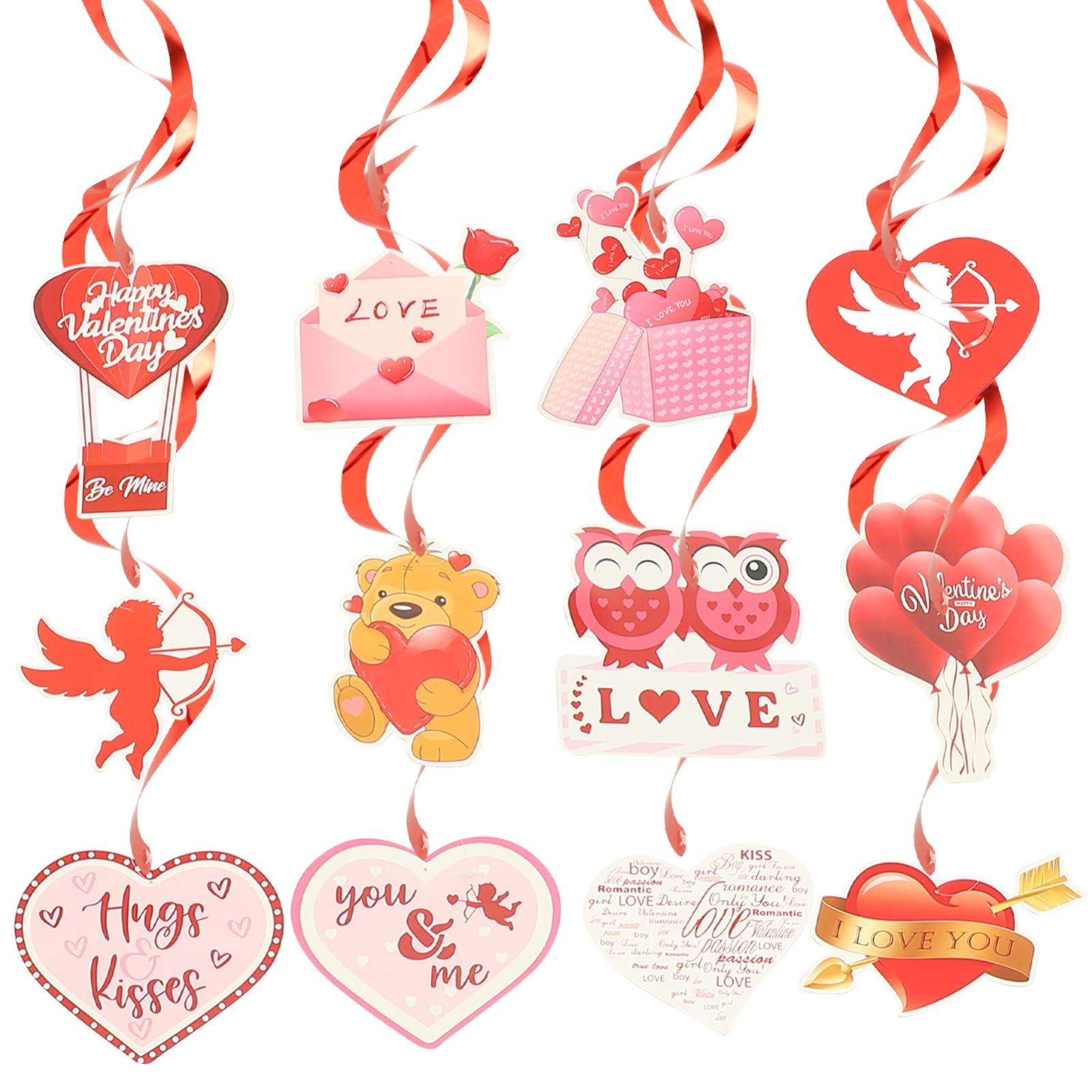 PRETYZOOM 5 Sätze Valentinstag-spirale Hängend Valentinsgrüße Bänder Deckenverkleidung Hochzeitsdeko Spiralanhänger Zum Valentinstag Strudelanhänger Zum Valentinstag Papier 12 Stück * 5