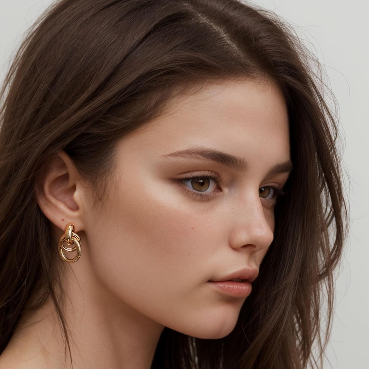 Evabelle Chunky Gold Earrings 14K Gold Plated Gold Knot Earrings for Women Trendy Dainty Paperclip Knot Geometric Drop Dangle Hypoallergenic Huggie Hoop Earrings - Image 5