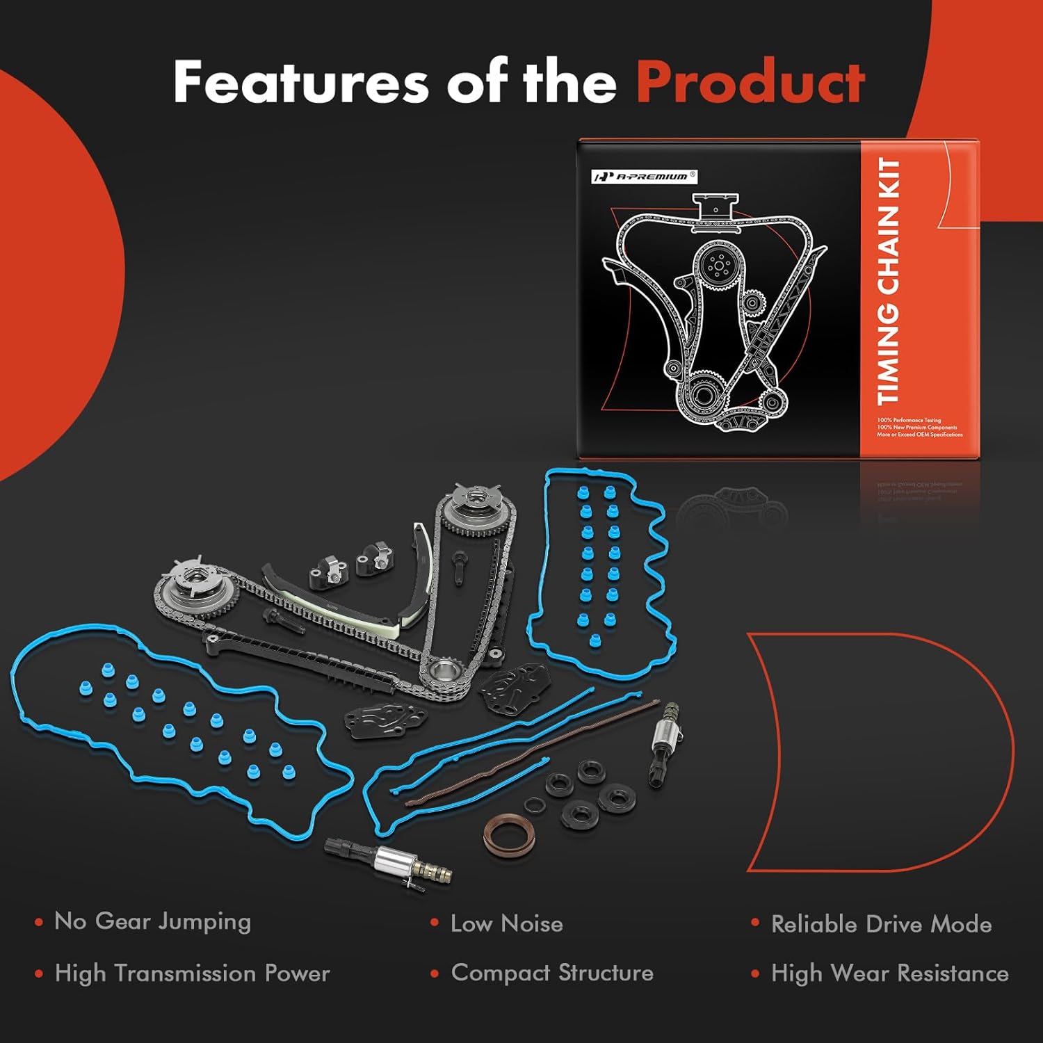 A-Premium Engine Timing Chain Kit with VVT Sprocket Compatible with Ford F-150 04-10, F-250/F-350 Super Duty 05-10, Expedition 05-14 & Lincoln Mark LT 06-08, Navigator 05-14 - SOHC V8 5.4L