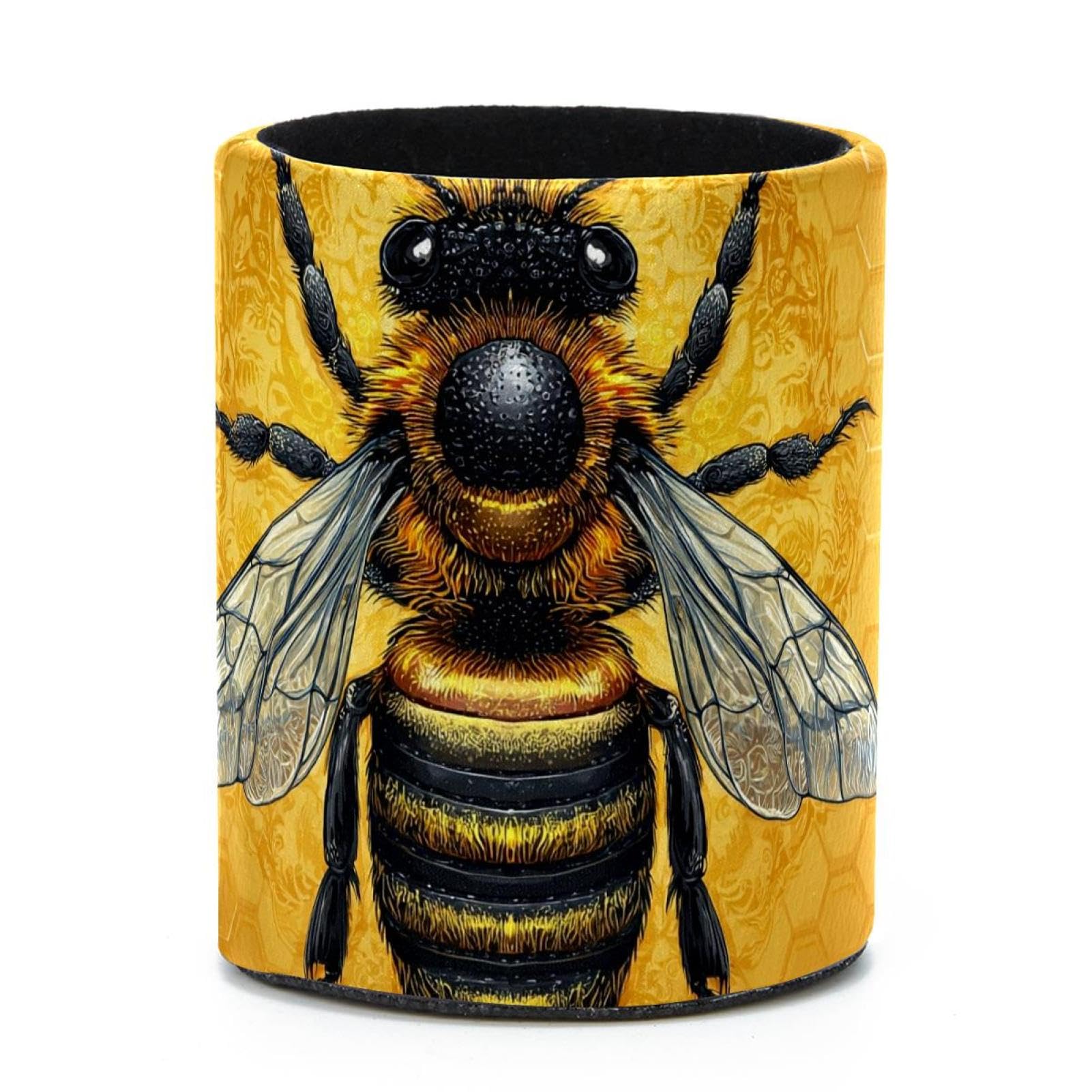 VAPOKF Round Pencil Holders for Desk, Bee Pen Holders Pen Pot Makeup Brushes Storage Desktop Stationery Supplies Organiser for Home Office