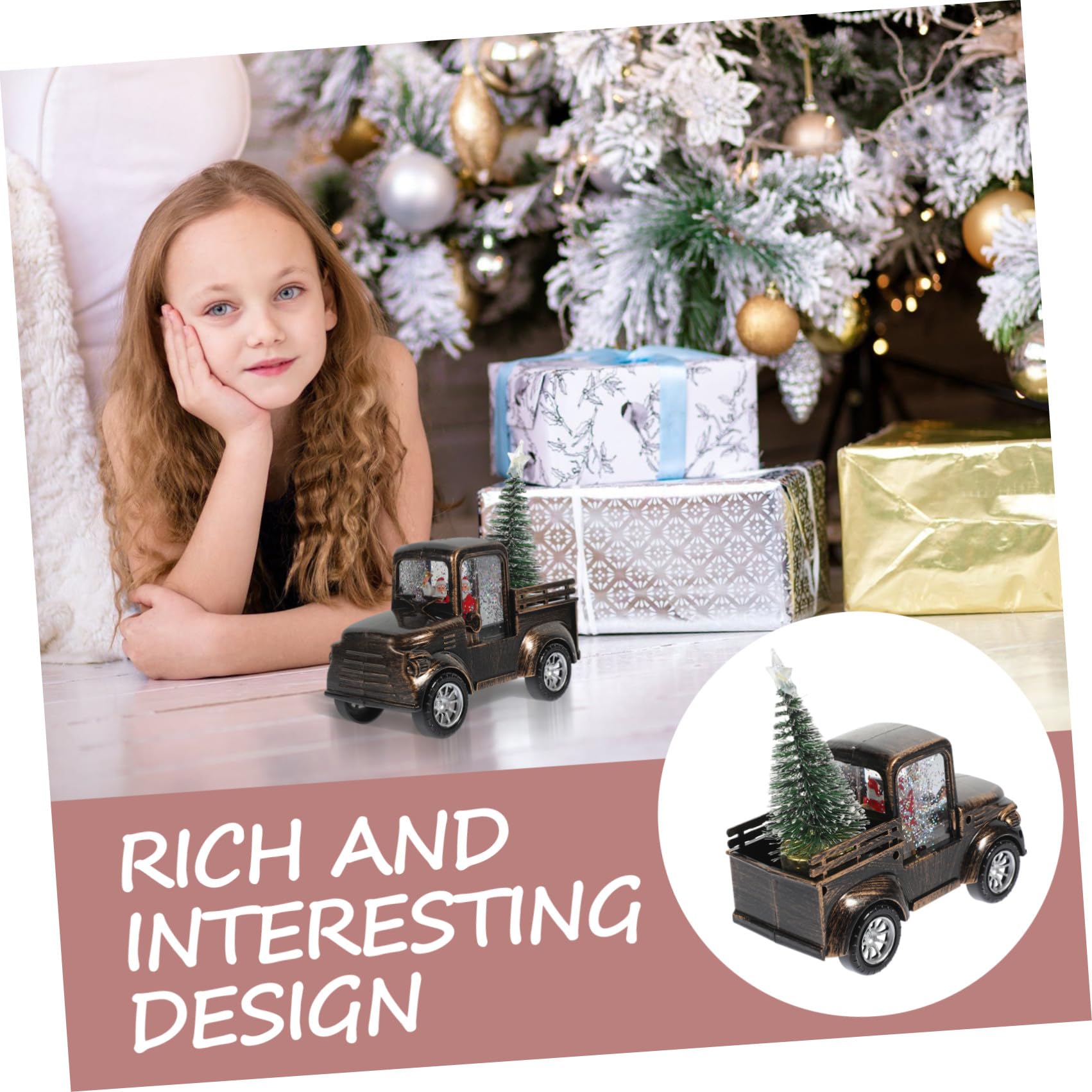 SHINEOFI Decorazione Natalizia Figurina Santa Claus Trattore e Luci a Batteria in Plastica e Resina per Esposizione da Tavolo per Natale e Scaffali