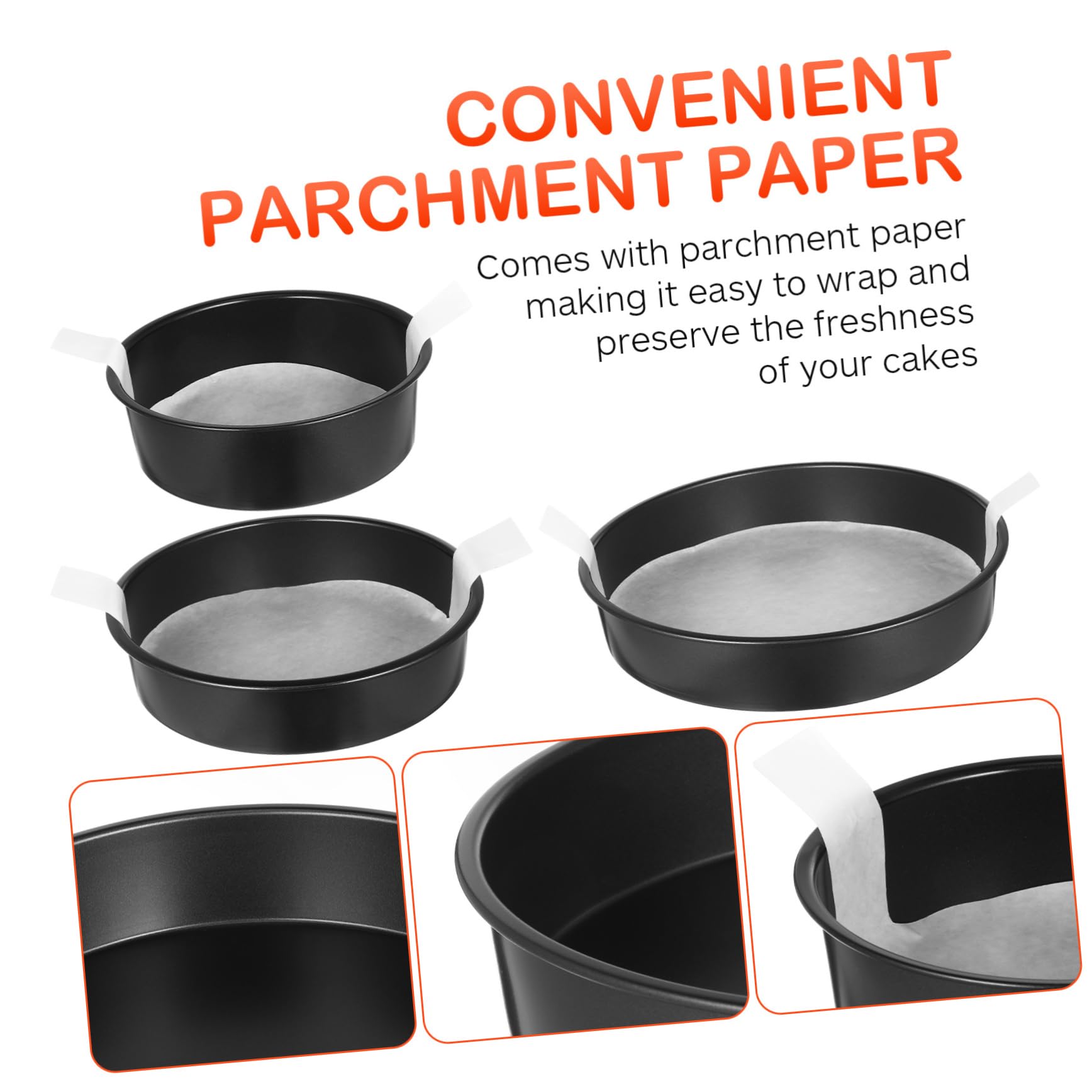 ULTECHNOVO 3stücke Teilige Runde Backformen Antihaftbeschichtete Kuchenformen Zum Backen Backzubehör Aus Kohlenstoffstahl Mit Pergamentpapier Für Schichtkuchen