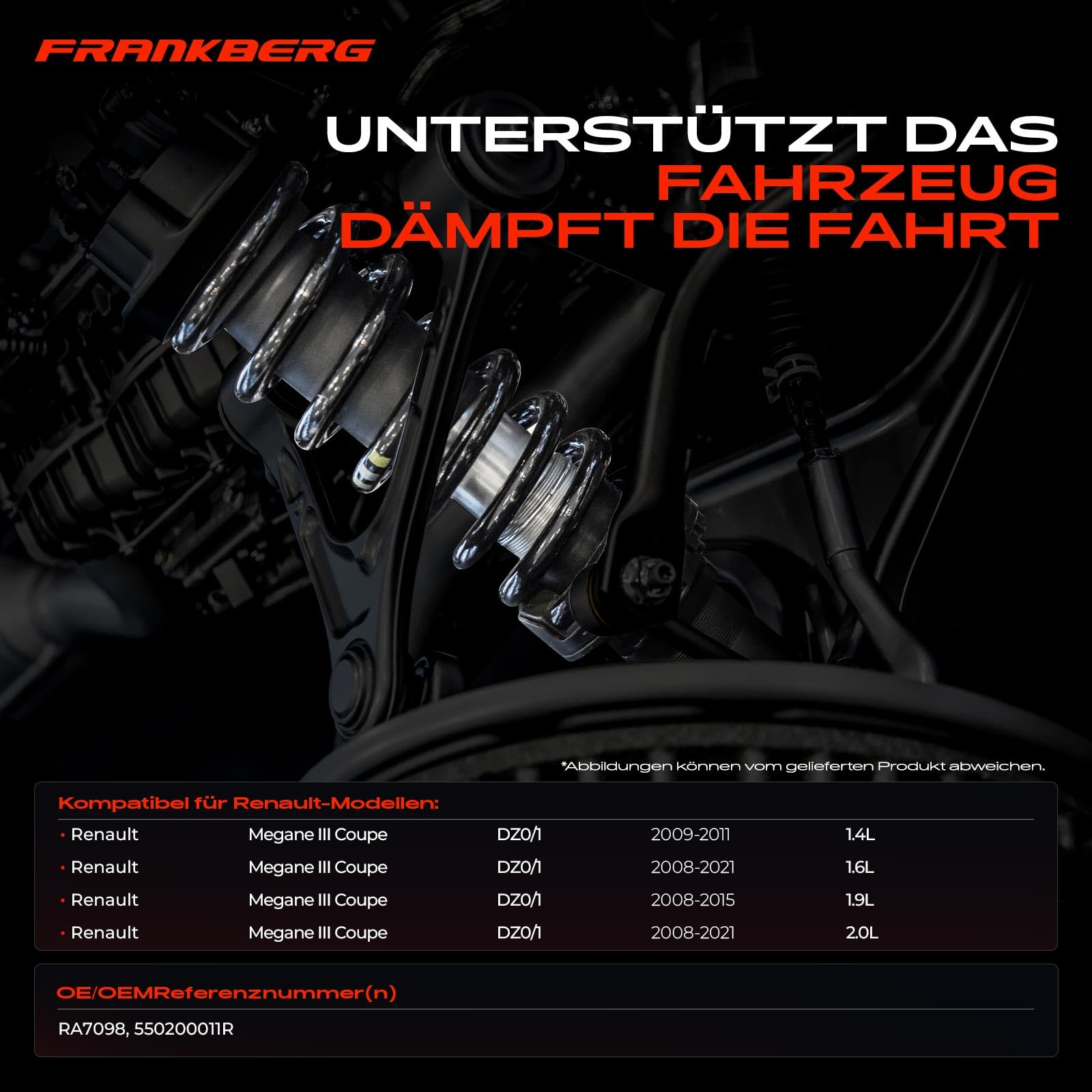 Frankberg 2 ressorts de suspension pour essieu arrière 550200011R | Compatible avec: M.e.g.a.n.e III Coupé DZ0/1