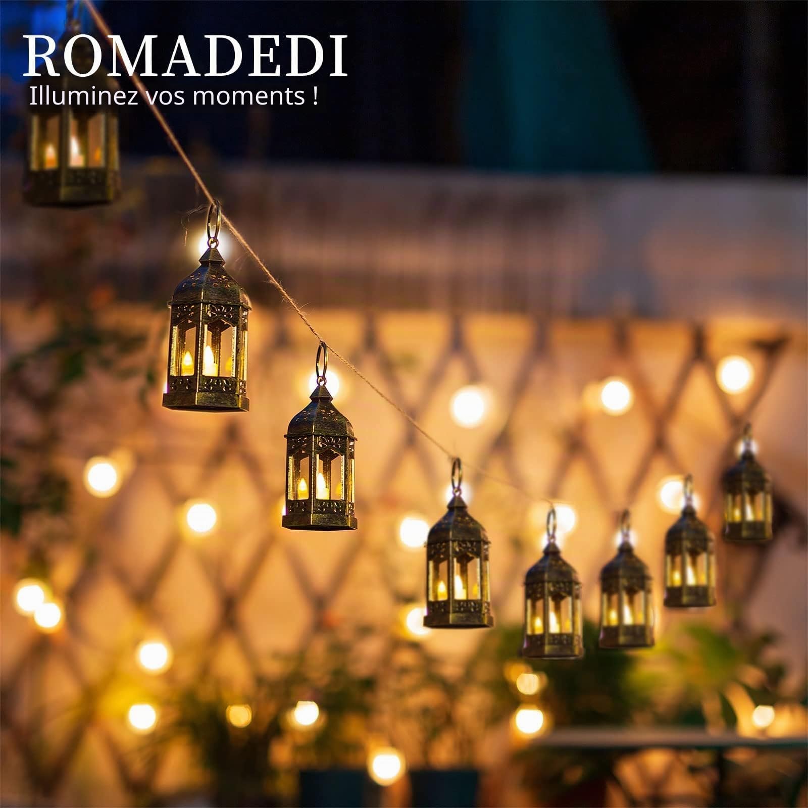 Romadedi Mini Lanterne LED Exterieur - Lot de 10 Lanterne Bougie doré Decorative Bougeoir pour Halloween, Mariage, Noel, Decoration de Table, Piles Incluses