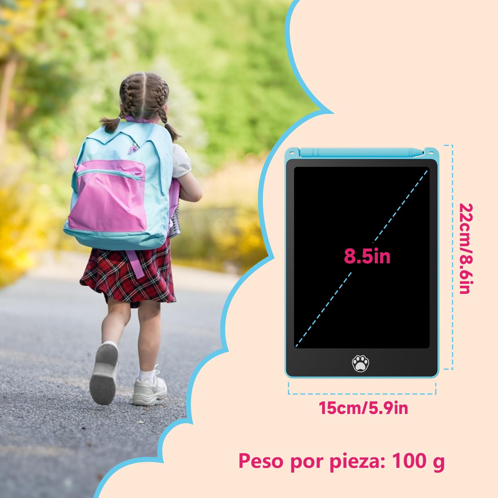 Tableta de Escritura LCD Colorido 8,5 Pulgadas 4 Paquetes para Niños Regalo Borrable Reutilizable Juguete