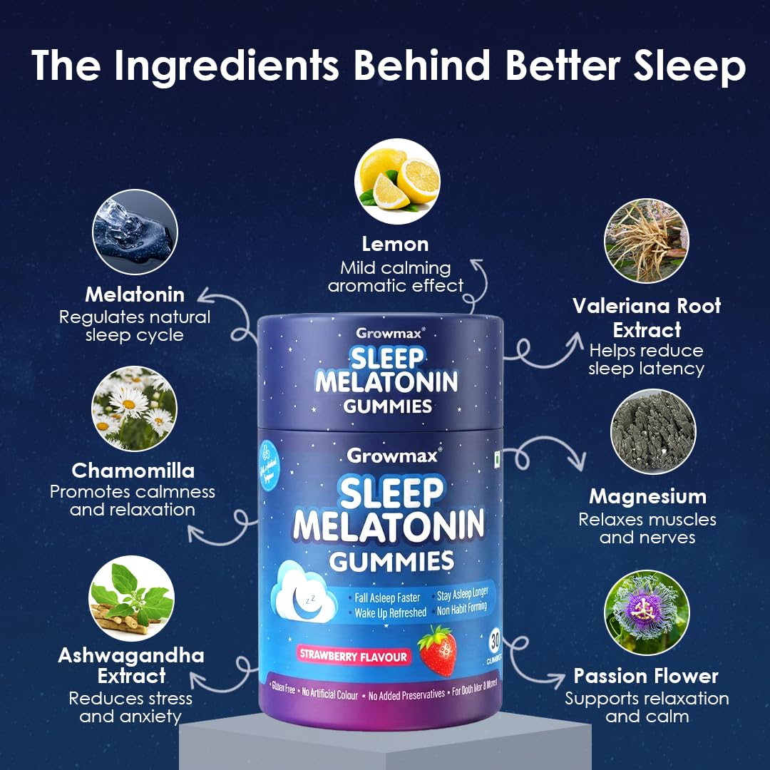 Melatonin 5mg Sleep Gummies | Sugar Free | Strawberry | 30 Gummies — Amazon image 3