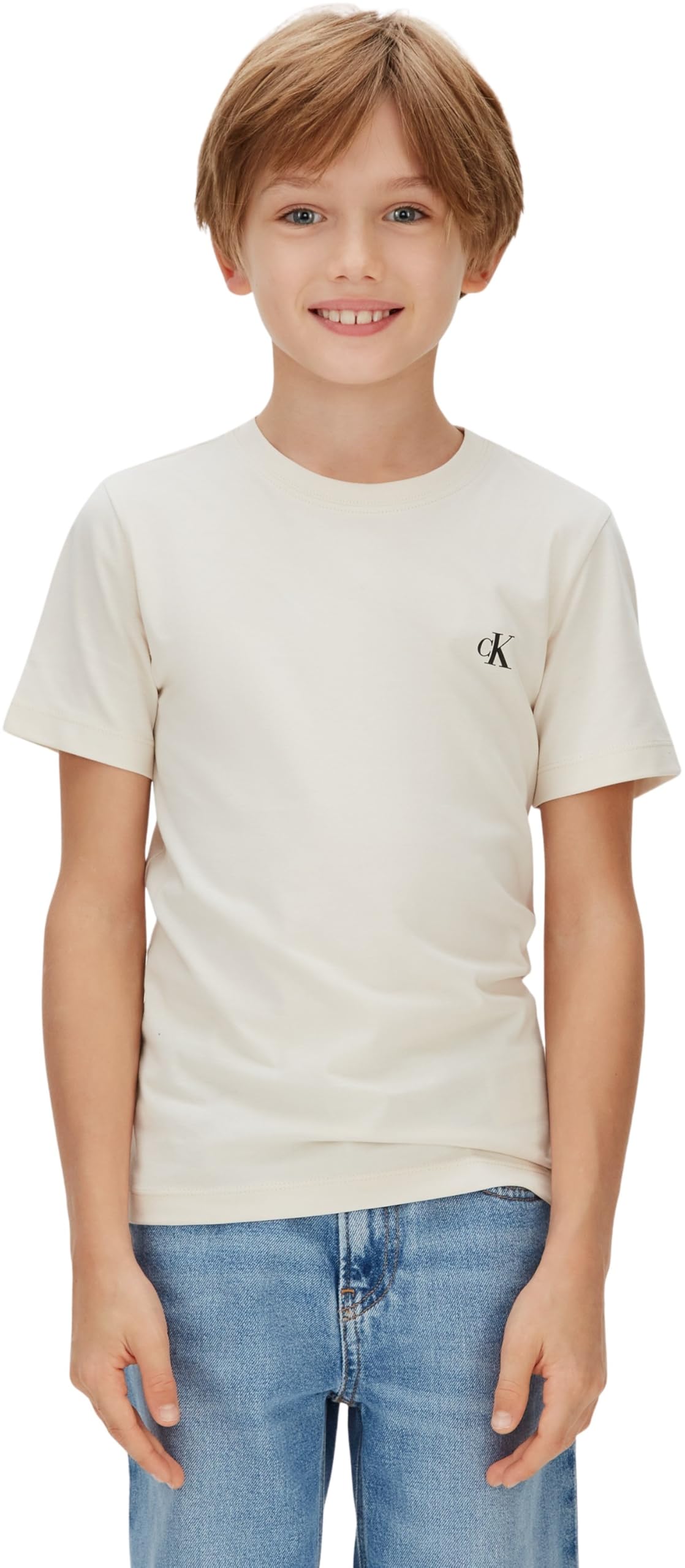 Calvin Klein Monogram Top IB0IB01093 - Juego de 2 Unidades, Color Beige Arena/​Gris de Tapa Blanca, 8 años, Beige (Beige Arena/​Gris Blanco), 8 años