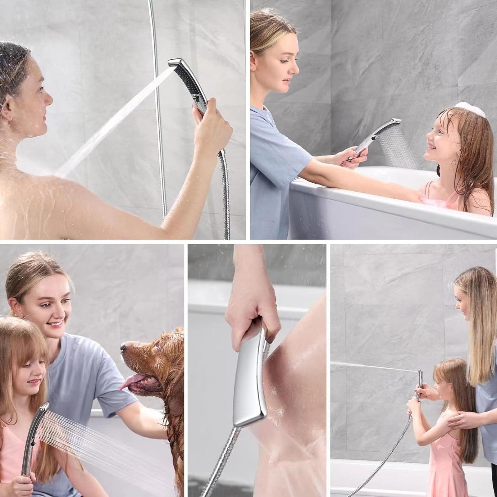 Alcachofa de Ducha con Manguera, Cromo Cabezal de Ducha con Varilla de Extensión la Pared con Alcachofa Ducha Acero Inoxidable Rociador para Ducha Función 2+2 Rociador de Ducha