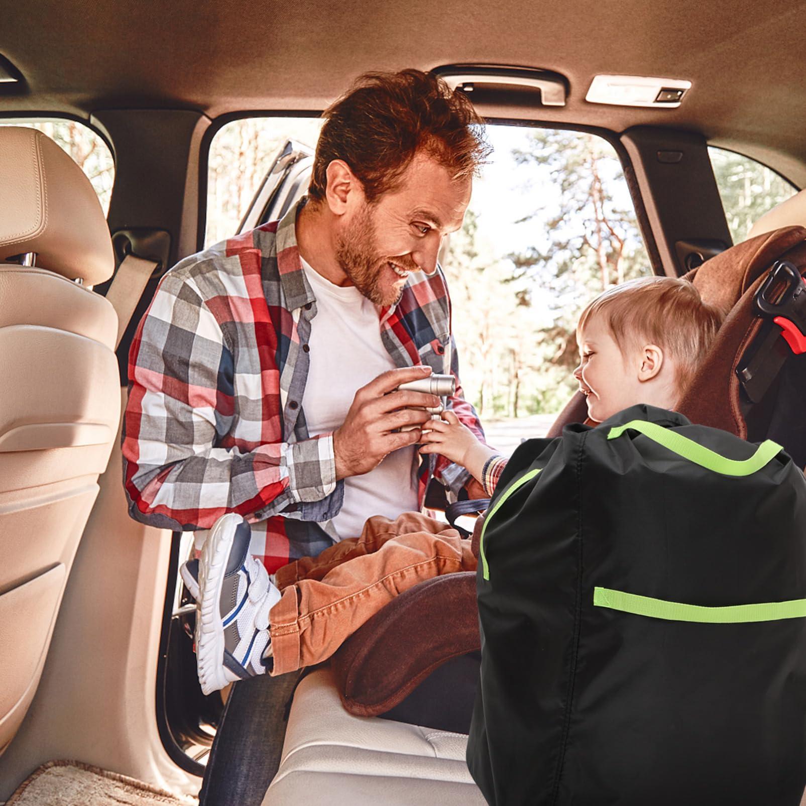 Toddmomy Borsa da Viaggio per Passeggino Oxford Nero con Doppia Tracolla, Copripasseggino Resistente per Proteggere Passeggino Durante i Viaggi Aerei