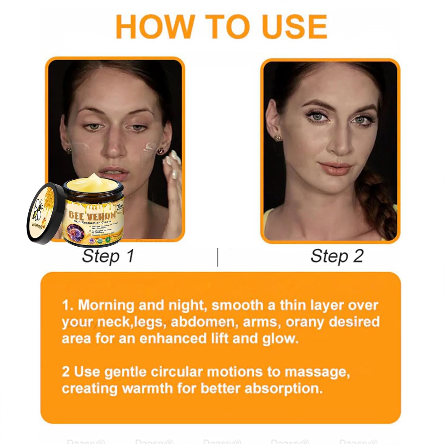 Bee Venom Cream, Wrinkle Removal Comprehensive Moisturizer for All Skin Types 2pcs - Image 5
