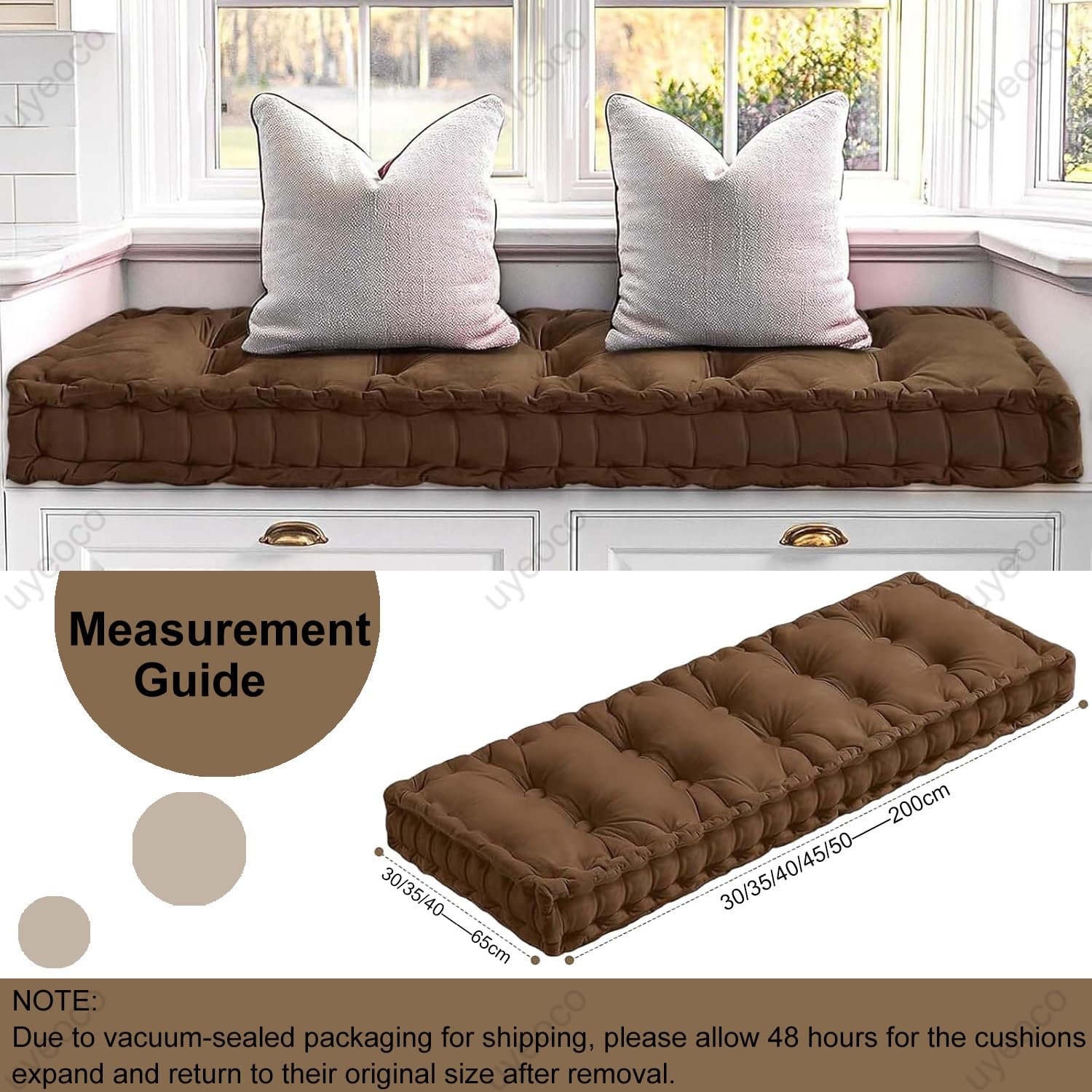 Cuscino per Panche da Interno/Esterno - 120x40,100x40,80x40,100x50 cm - Spessore 8-10 cm Cuscino per Panchina per Giardino, Cucina, Sala da Pranzo, Finestre e Altalene(Marrone,70x40x10cm)