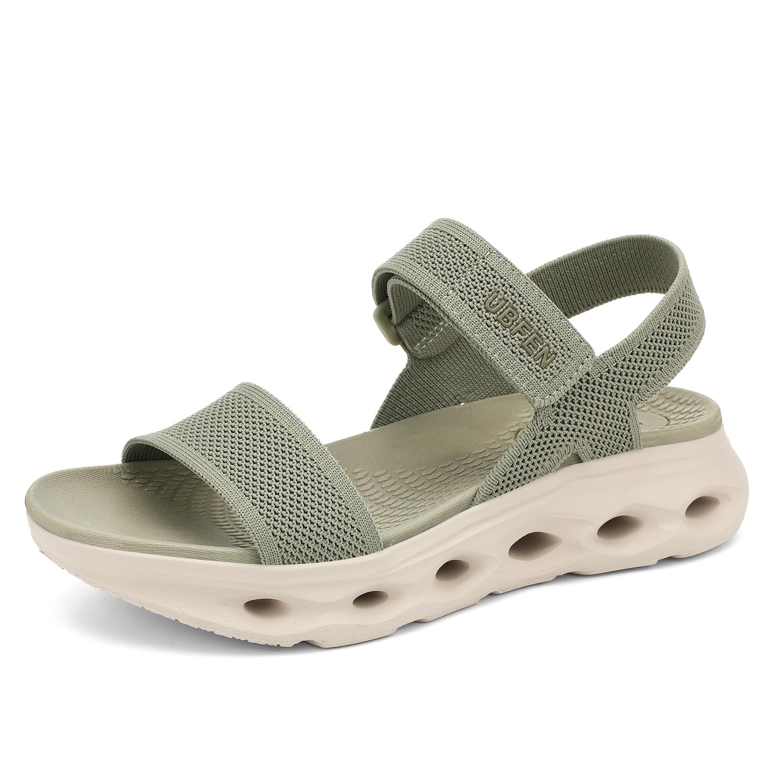 UBFEN Womens Walking Hiking Sandals Comfortable Arch Support Non Slip Adjustable Straps Cushioned Footbed Platform Sport Water Sandals Summer 10.5 A Green