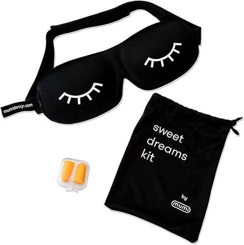 Mumi Sweet Dreams Kit Máscara para dormir  Máscara de ojos 3D  Bloquea la luz eficazmente  Hecho de espuma viscoelástica  Correa ajustable  Incluye