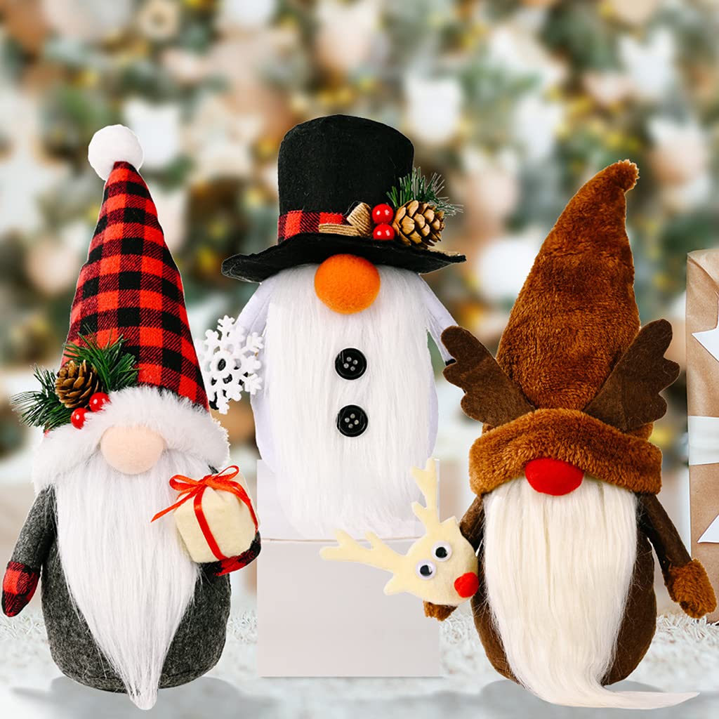 3 muñecos de peluche de Navidad, dibujos animados, adornos suecos, decoración de vacaciones