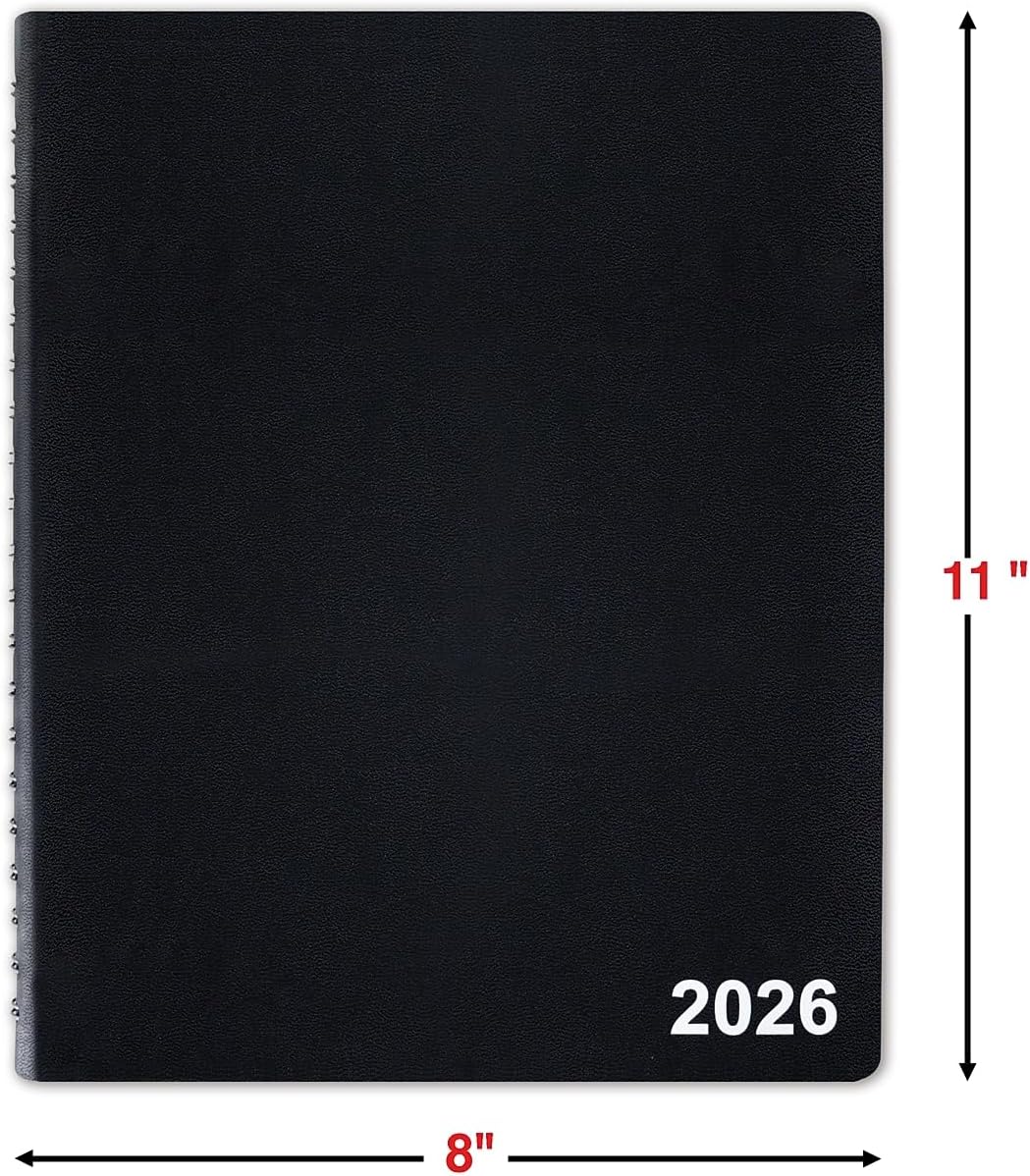2026 Staples 8" x 11" Daily Appointment Book, Faux Leather Cover, Black (ST58453-26)