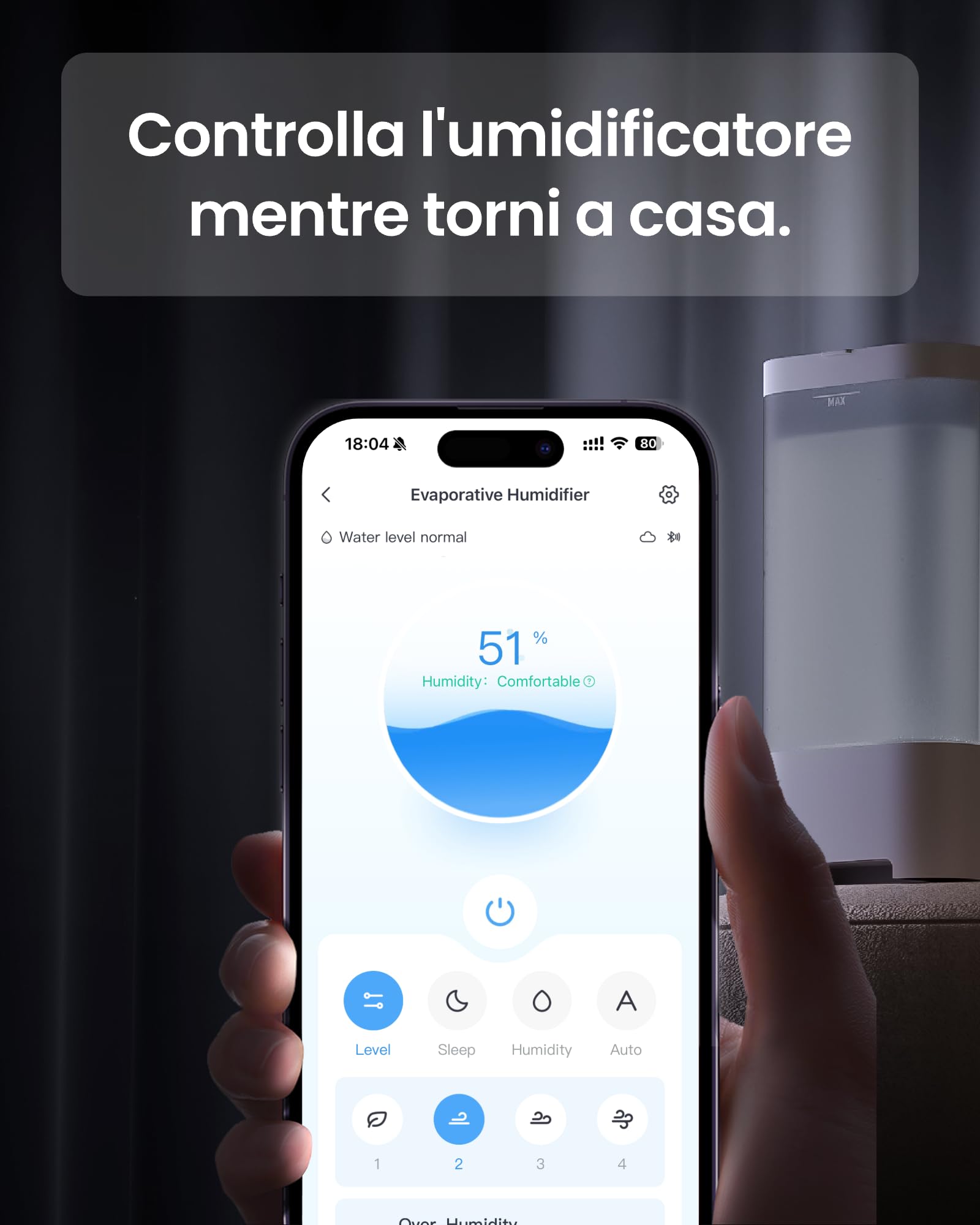 SwitchBot Umidificatore a vapore camera letto, 750ml/h, 4,5L stanze grandi, No nebbia No residui, Rabbocco dall'alto, Filtro lavabile, Silenzioso per bambini, Alexa, Google Home, HomeKit, Matter