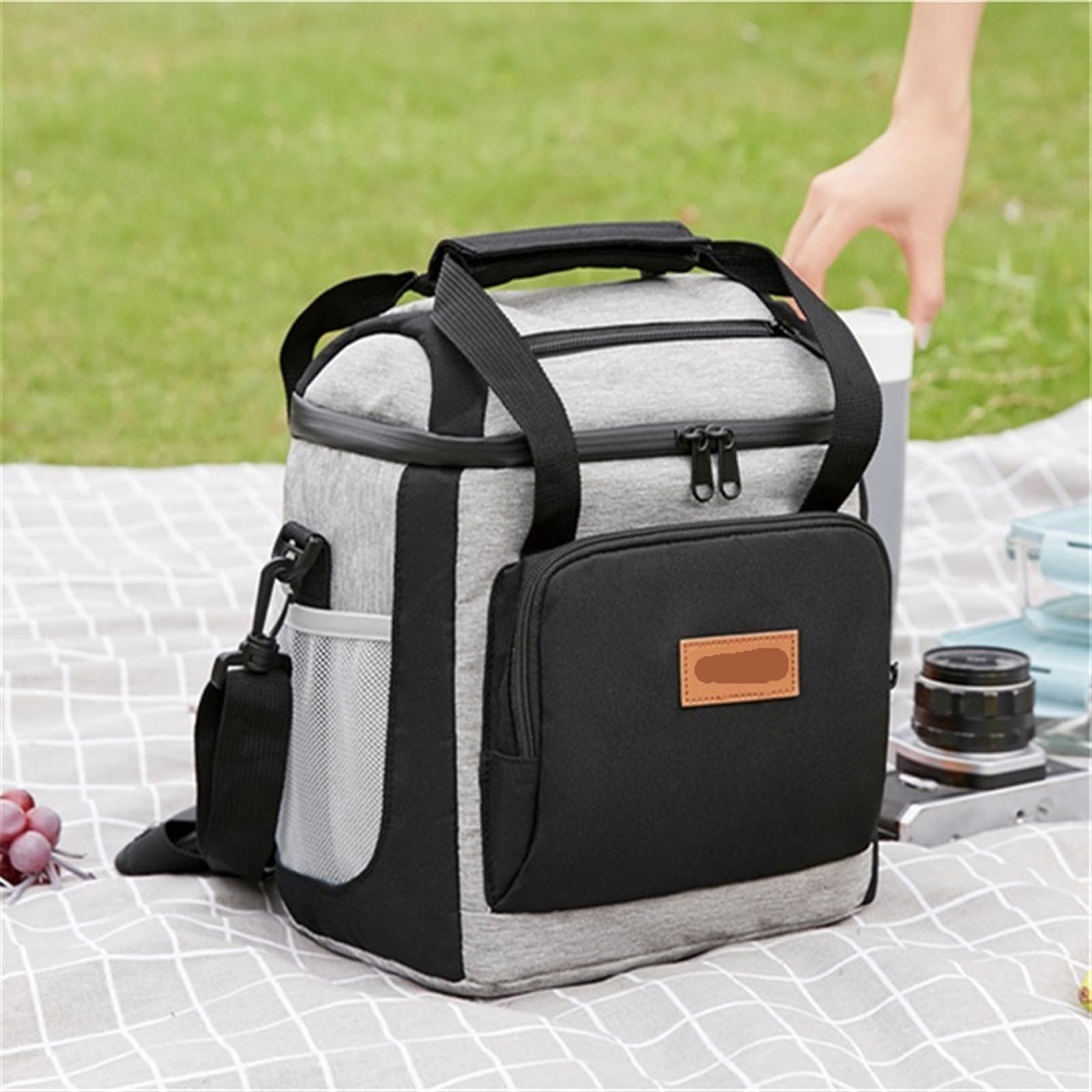 Lunchtasche, große Thermo-Lunchtasche mit Schultergurt, praktische Kühltasche für frische Lebensmittel, Frühstücksbox, tragbare Isoliertasche für Picknicks und Reisen (eine Farbe, eine Farbe)