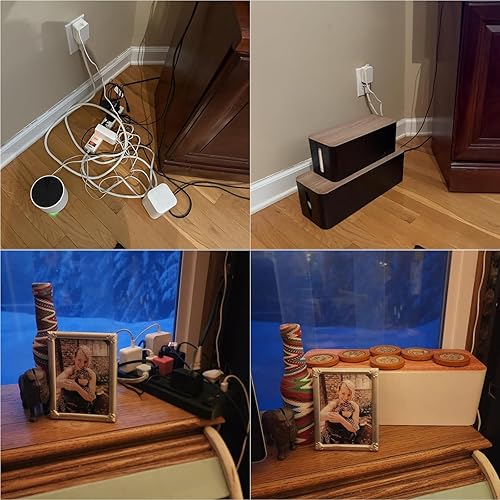 Miniatura 8 de YUANYE Caja de organización de cables Kit de organización de cables para regleta de alimentación para ocultar cables, cajas organizadoras de cables,