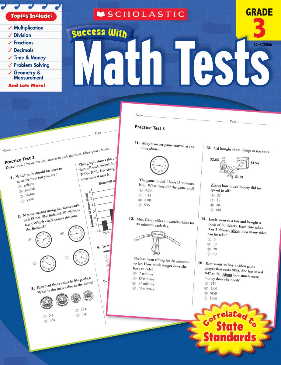 Scholastic Success With Math Tests: Grade 3 Workbook