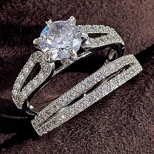 Sparkling Cubic Zirconia Women Set Rings for Wedding and Anniversary Party
