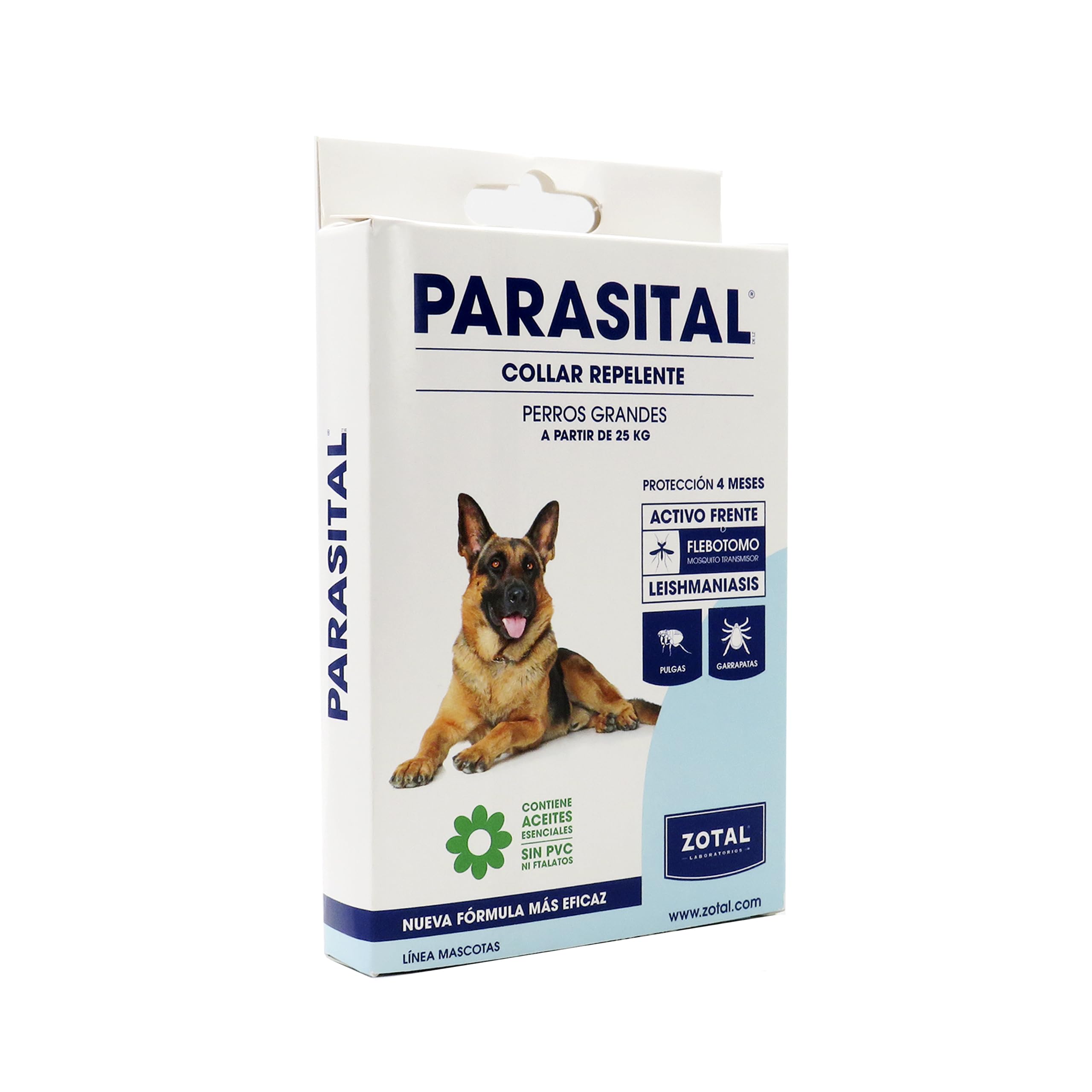 Zotal Parasital Collar Antiparasitario para Perros Grandes - 75 cm - Protección hasta 4 Meses - Repelente Natural contra Pulgas, Garrapatas y Mosquitos - Cómodo y Ajustable - Sin PVC (Pack 1 Unidad)