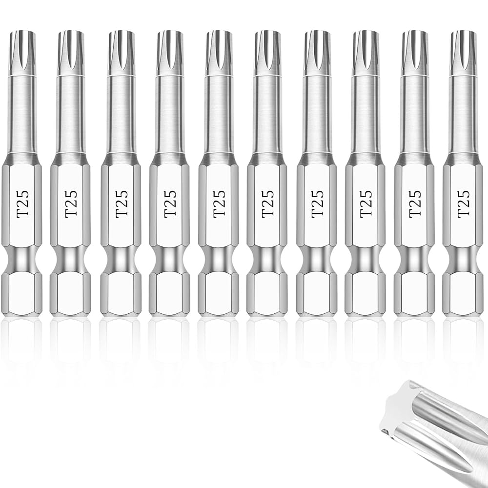 もんた T25 Torx Bits(10-Pack 2 Inch), 1/4 Inch Hex Shank S2 Steel
