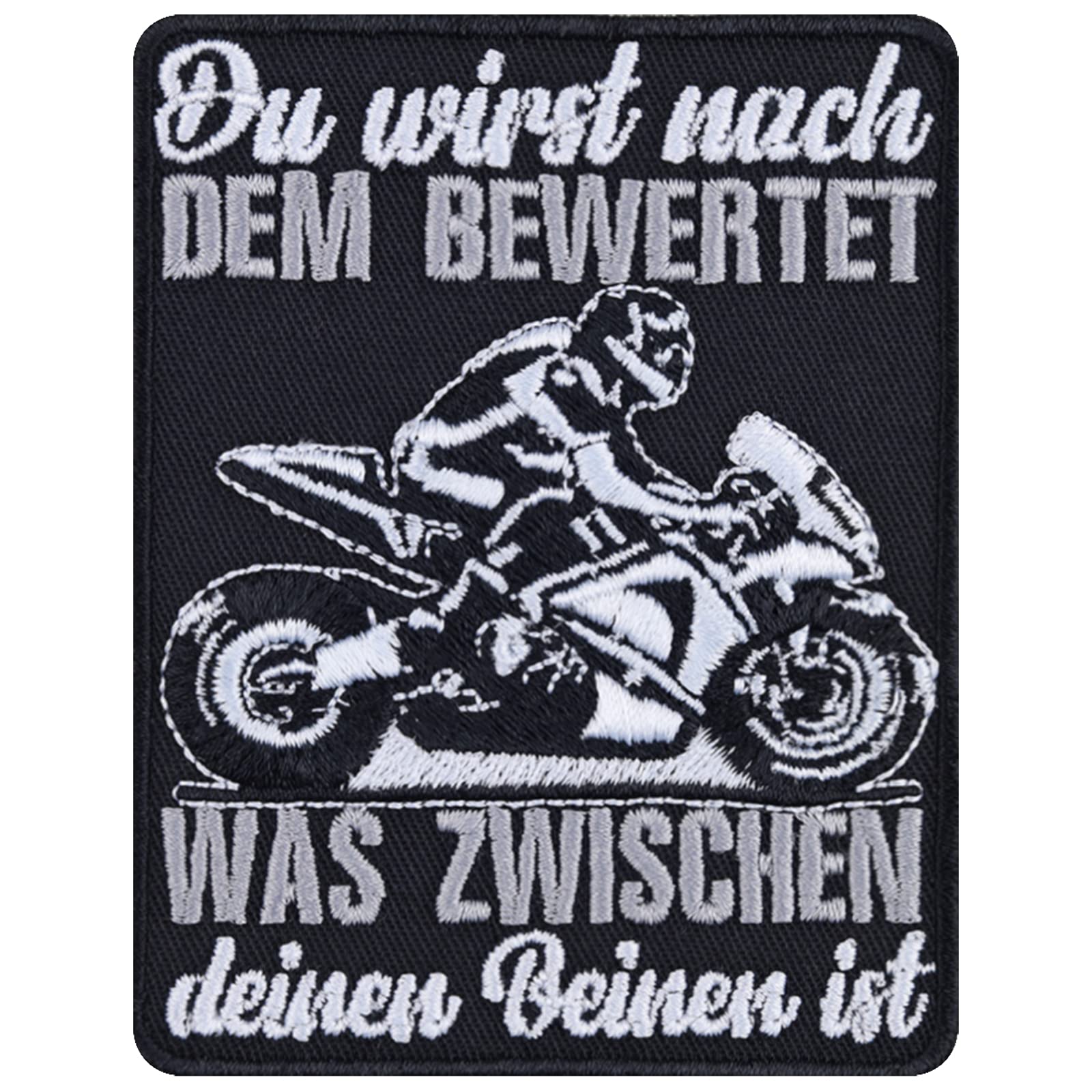 EXPRESS-STICKEREI Funny Racing Patch Race Iron-On Biker Patch Racing Iron-On Patch Racing Sticker Gift Racing Driver DIY Appliqué for Leather Jacket/Vest/Jeans/Motorcycle Case 70 x 90 mm