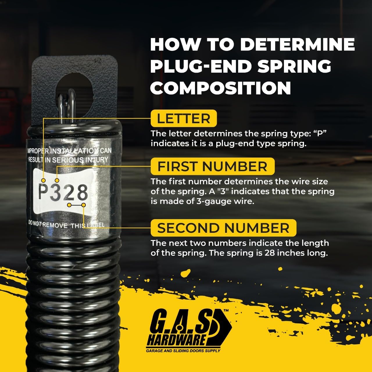 (P328) 28 in. Plug-End Extension Spring (0.244 in. No. 3 Wire) | Springs for Garage Door Repair Plug-End Extension Springs Replacement Garage Hardware | (1 Pair)