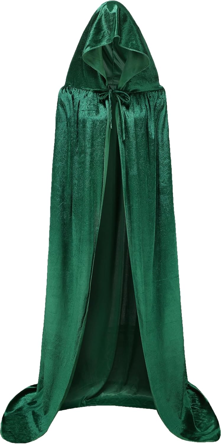 Unisex Hooded Cloak Long Velvet Cape For Halloween Christmas Cosplay Costume