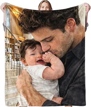 Fathers Day Dad Gifts Custom Picture Blanket Flannel Personalized Blanket with Photo for Grandpa Husband Customized Throw Blanket Best Daddy Ever Gift