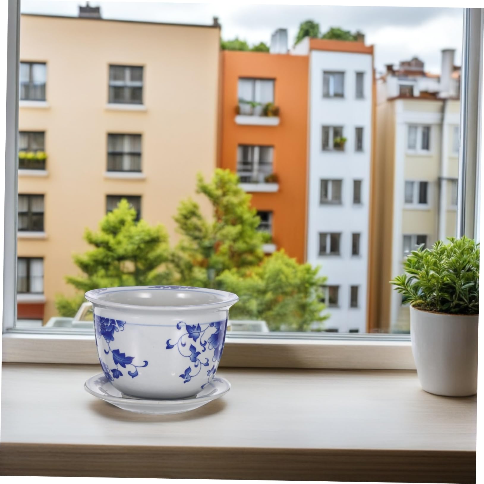 HANABASS Ceramicznych Doniczek Ogrodowych z Tacą Antyczny Trwały Ceramiczny Kwietnik Do Roślin Doniczkowych Sukulentów i Storczyków Dekoracyjny Planter Do Wnętrz i Ogrodu