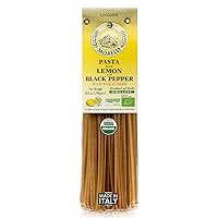 Vista 1 de Morelli Lemon Pepper Linguine Pasta with Wheat Germ - Imported Linguine Organic Pasta from Italy - Naturally Flavored, Made in Italy - 8.8 oz
