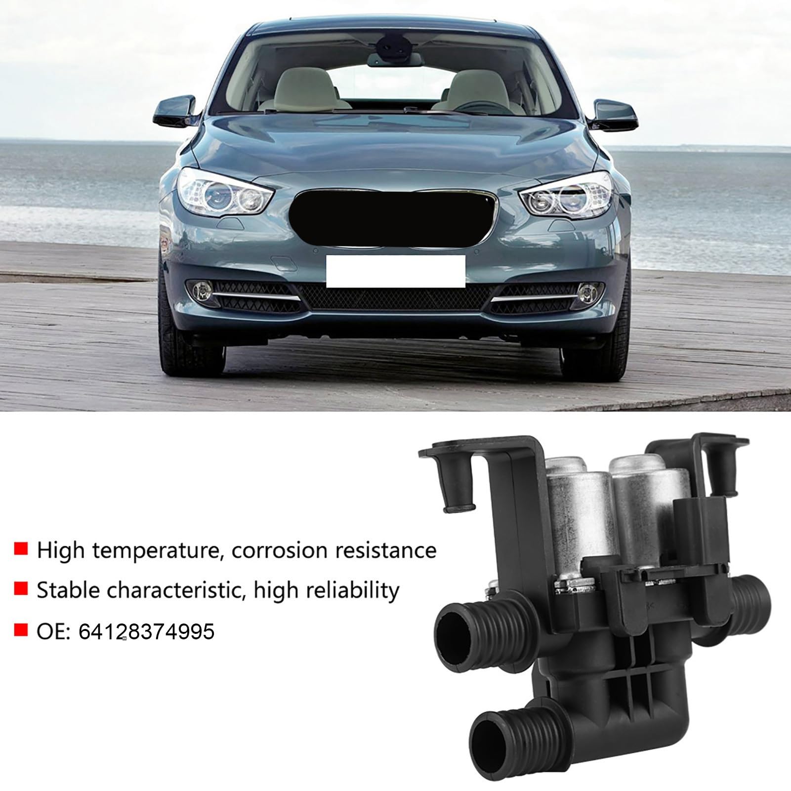KIMISS Solenoide dual, Válvula de control del calentador de hierro para 5 Series E38 E39 E46 E53 X5 64128374995