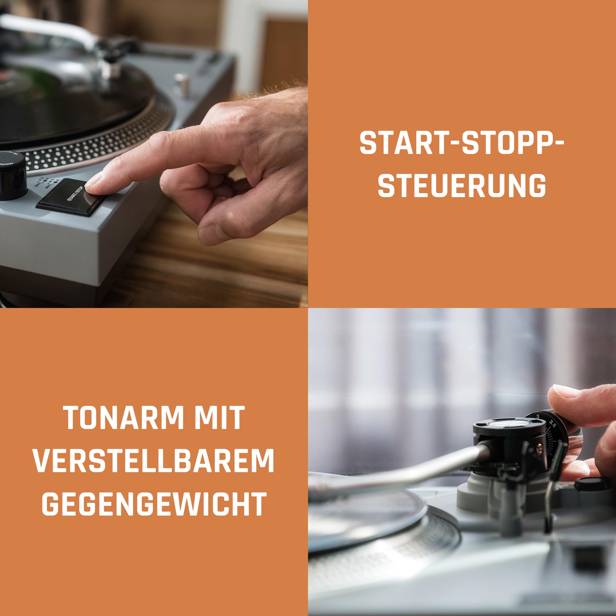 Lenco L-3810GY - Plattenspieler - Schallplattenspieler - Vinyl Player | L-3810 - 33/45 U/min - Pitch-Control - Magnet-Tonabnehmer-System - Nadelbeleuchtung - Pitch-Control
