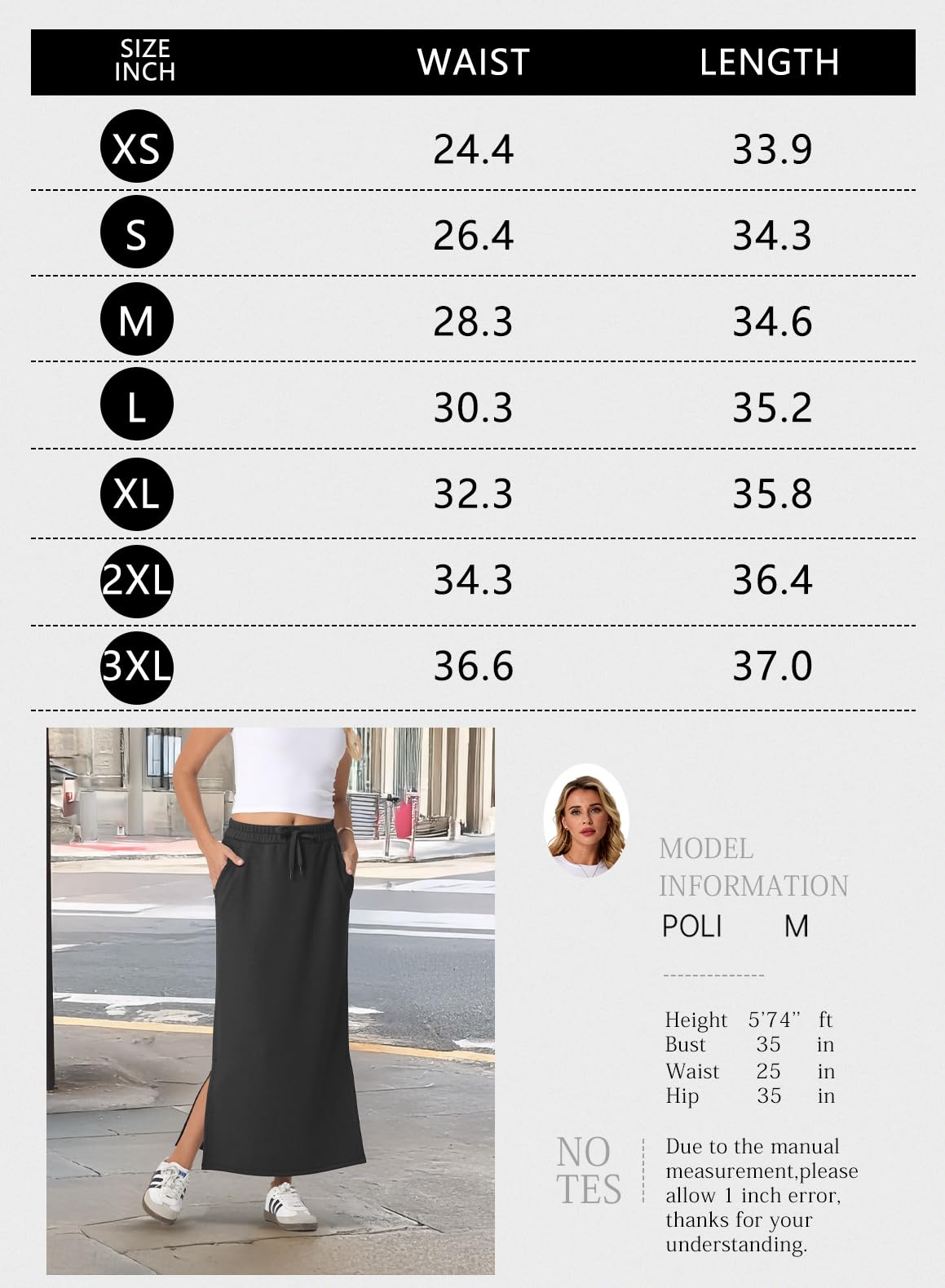 GRECERELLE Maxi gonna spessa da donna autunno inverno antirughe casual a vita alta regolabile con coulisse gonna con 2 tasche profonde e spacco laterale
