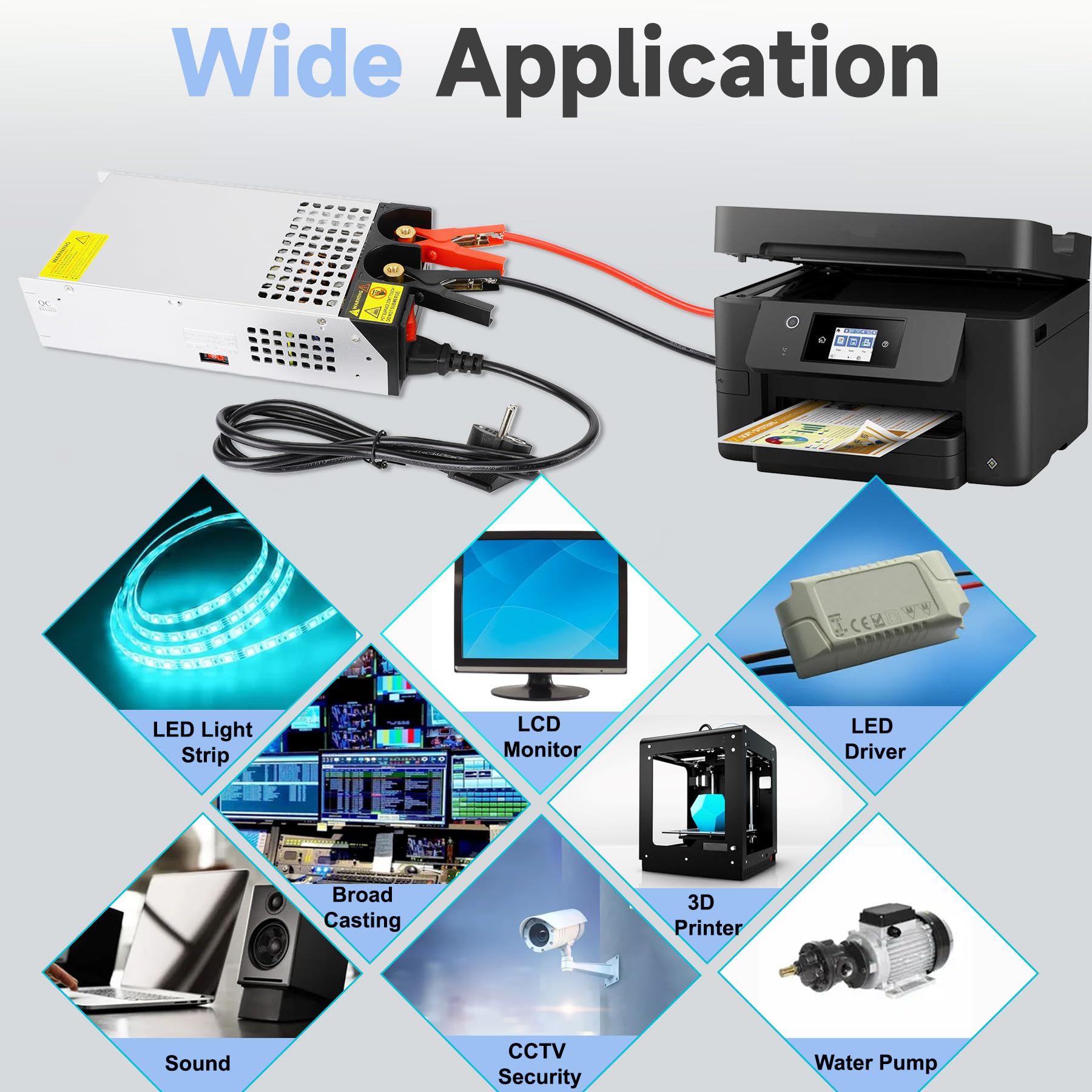 DC 12V 125A 1500W Fuente de Alimentación Transformador 220V CA a CC 12V 125A Fuente Alimentación 1500W para Bomba CCTV Cámara de Seguridad Car Stereo Impresora 3D y Más 12V Dispositivo