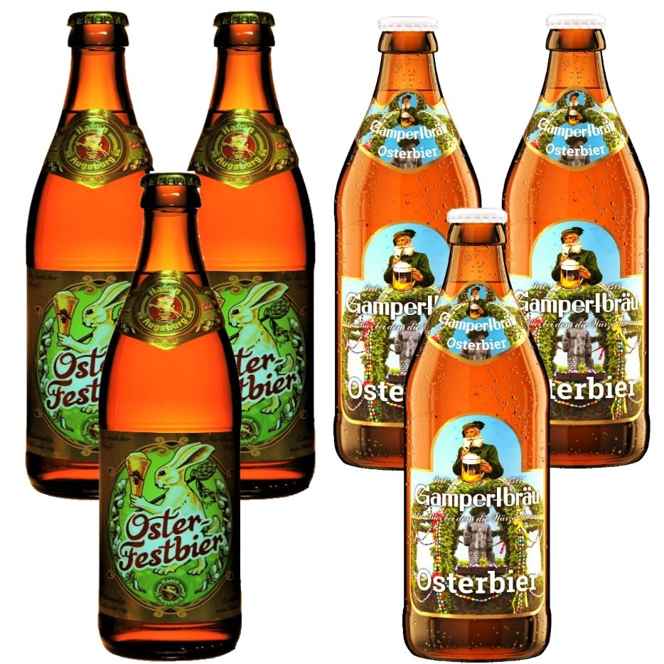 (Bierpaket Osterbier & Osterfestbier 2 verschiedene Biere je 3 Fl.á 0,5 Liter Alk.5,8% - 5,5% vol. Gebraut und abgefüllt in Bayern getreu dem bayerischen Reiheitsgebot von 1516).