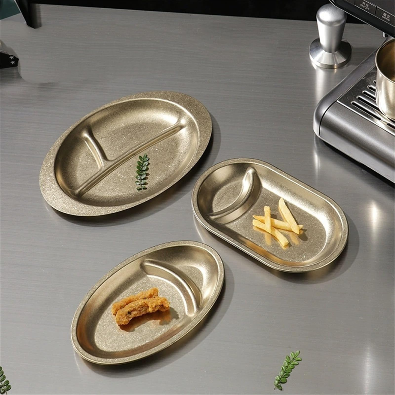 Platos de acero inoxidable de metal ligeros e irrompibles for la cena.(B,6pcs)