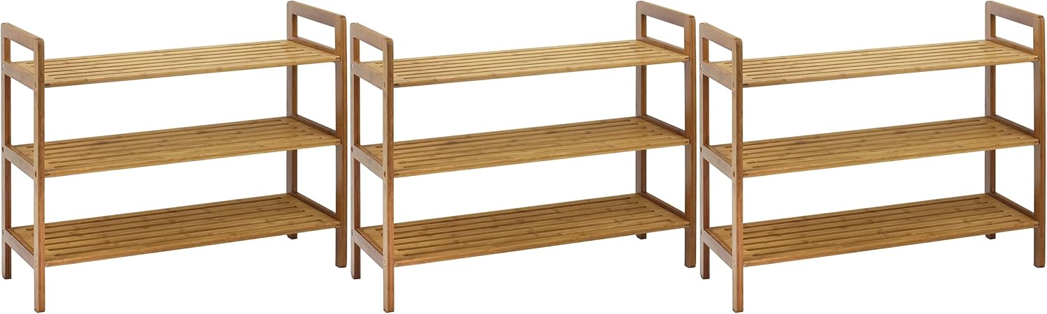 Oceanstar 3-Tier Bamboo Shoe Rack, Medium, Natural : Patio, Lawn & Garden