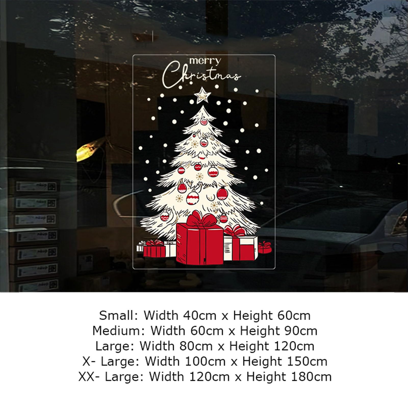 Décoration noel Autocollants de fenêtre de Noël aquarelle grand arbre de Noël autocollants de fenêtre réutilisables for les fournitures de bureau à domicile sticker noël fenetre(Très très grand)