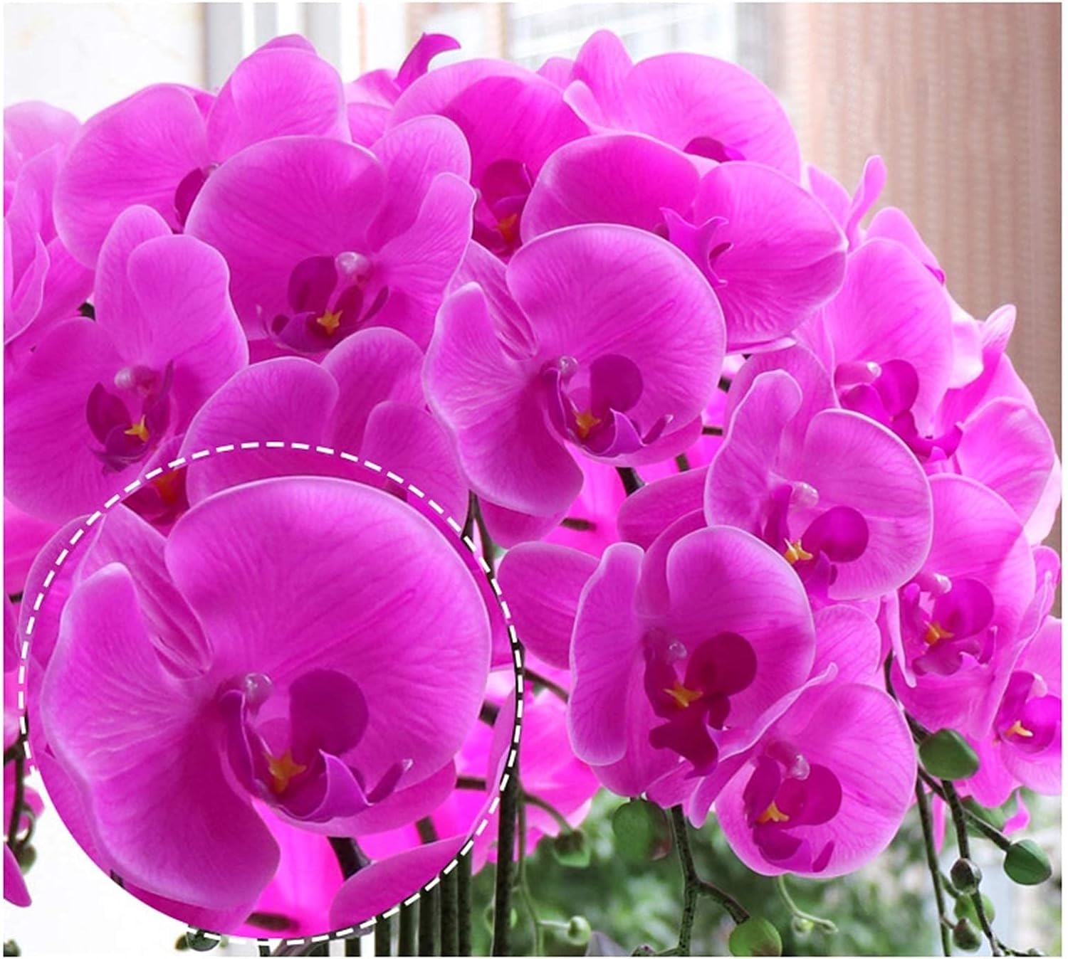 Künstliche Orchidee, 10 Schmetterlinge, künstliche Blumenvasen-Set, Phalaenopsis-Blumen, PU-Gummi, künstliche Blumen, 62 cm, künstliche Orchideen