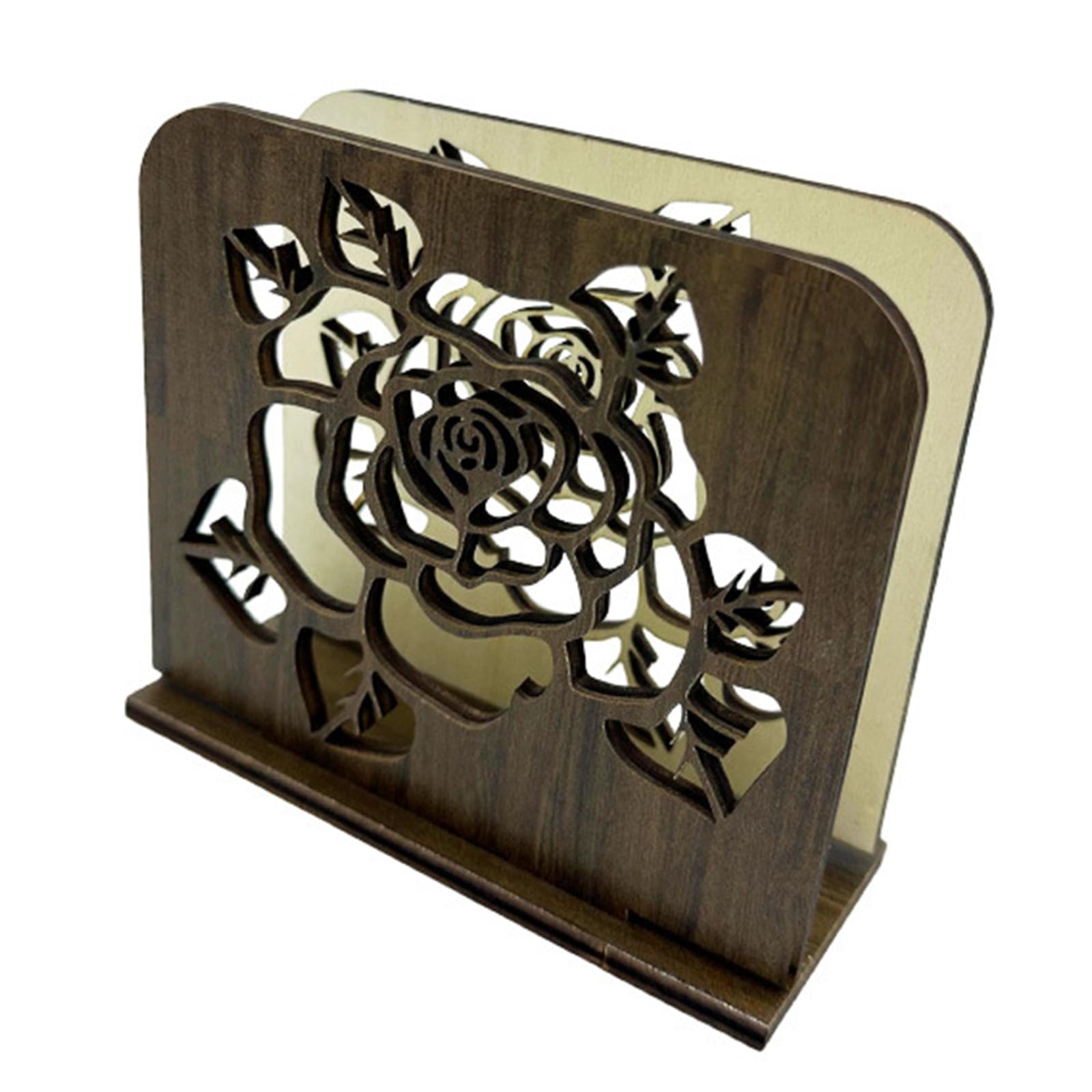 HENYGEN Carved Wooden Tissue Dispenser Paper Towel Holder for Stylish Home and Restaurant Table Setting Traditional Napkin Stand