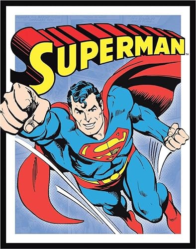 Desperate Enterprises Superman Retro Panels - Letrero de hojalata - Decoración nostálgica vintage de metal para pared, fabricado en Estados Unidos