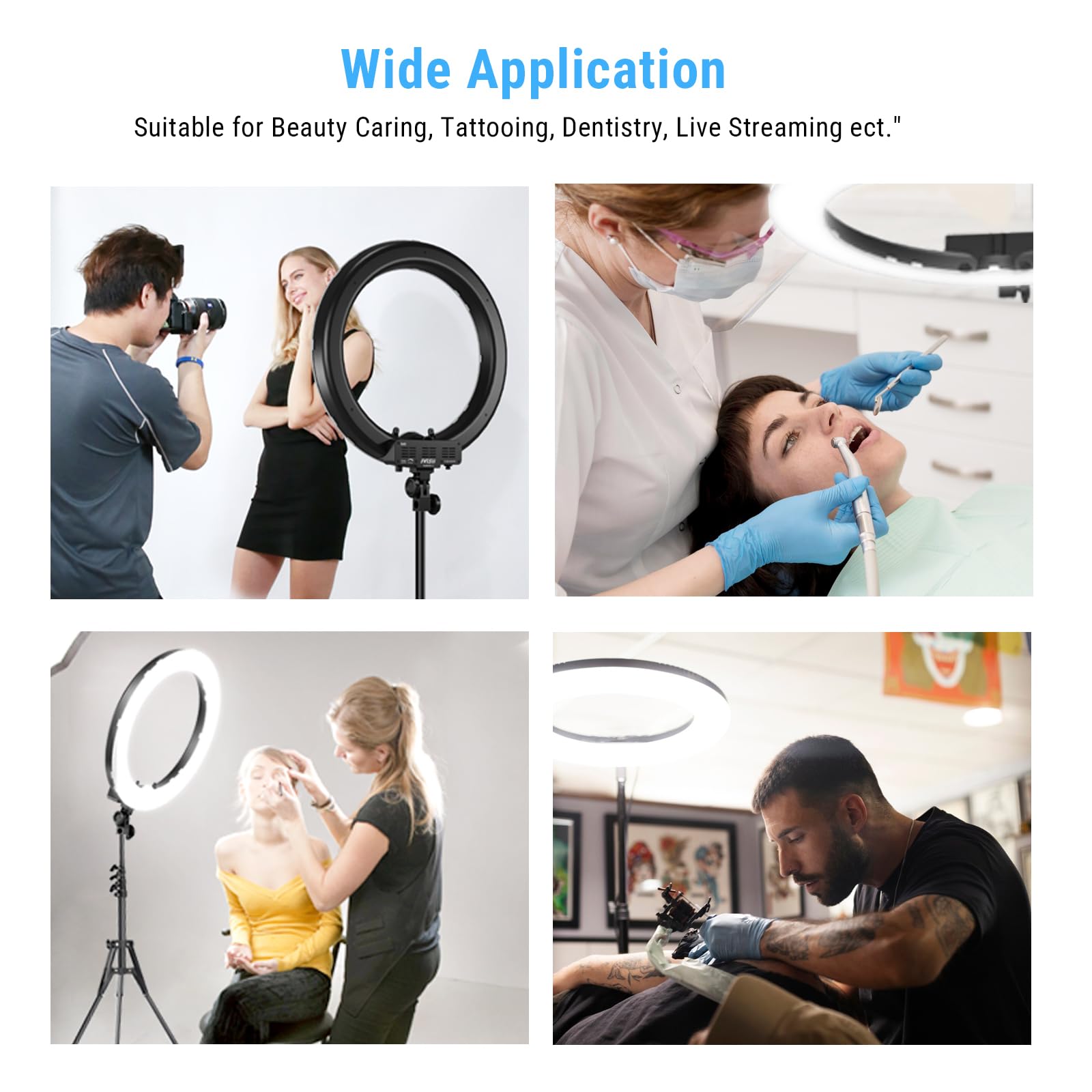 48.3 cm Ringlicht mit Ständer & Telefonhalter - 55W 5500K Professionelles Ringlicht für Tattoo Lash Extension Barber Makeup Artist Studio Video Fotografie Beleuchtung