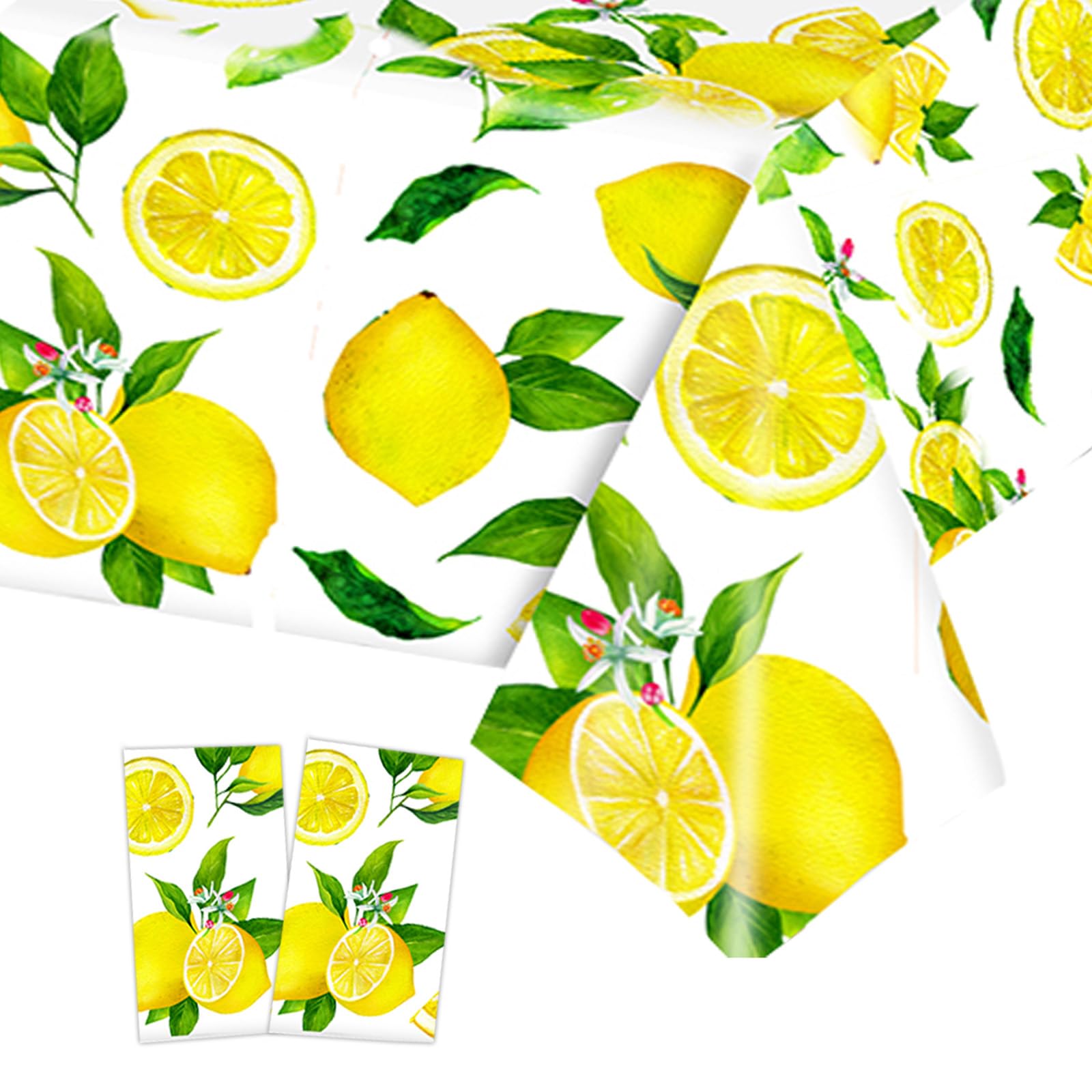 2Pcs Yellow Lemon Tablecloth Summer Party Tablecloths Decorations,137*274cm Rectangle Lemonade Table Cover Plastic TableCloth for Birthday Wedding Shower Summer Fruit Lemon Party Table Decorations