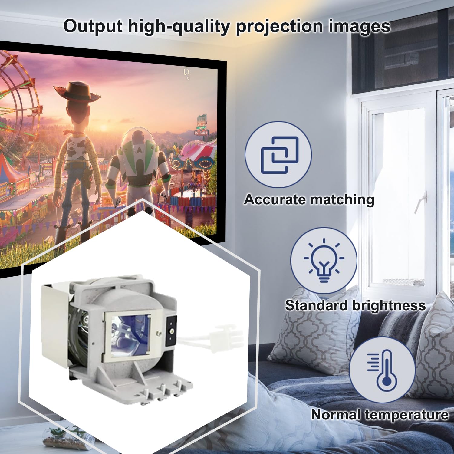 iReijomoi 5J.JKC05.001 Replacement Lamp with Housing for BENQ TK810 TK850 TK850i W2700 W2700i HT3550 HT3550i HT5550 Projectors - Image 2